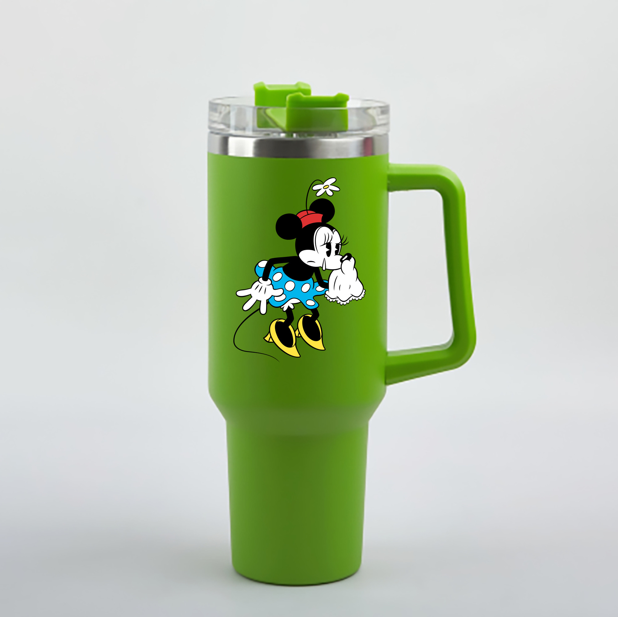 ミッキーマウス Mickey Mouse 1200mL車用タンブラー - クリスタルステッカー（プラスチックストロー付き）